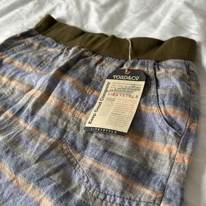 Toad & Co Copper Stripe Mini Skirt NWT 100% Linen Size Small
